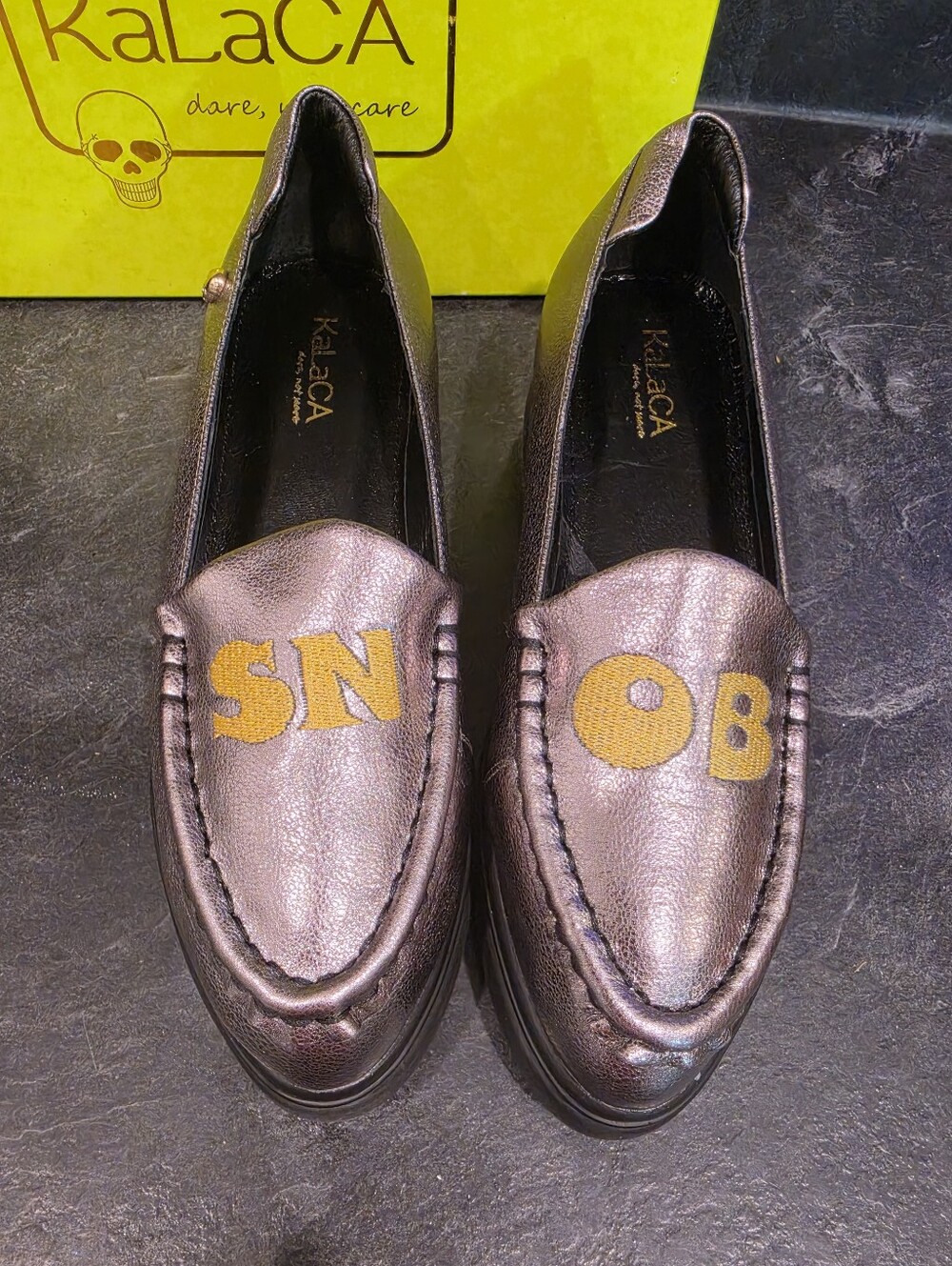 KaLaCA SNOB gun Metal Platform Shoes Size 38